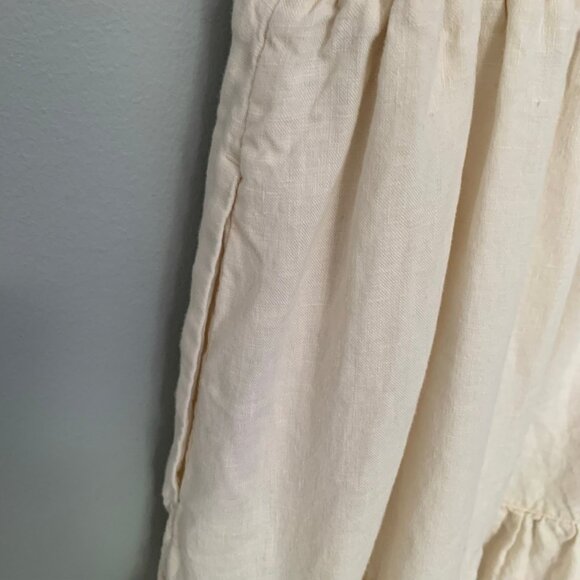 Everlane neutral beige 100% linen peek open back midi length lined dress - Picture 7 of 12